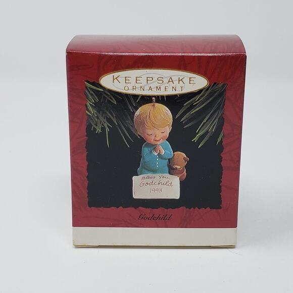 1993 Hallmark Godchild Handcrafted Keepsake Holiday Christmas Ornament. - Picture 1 of 6
